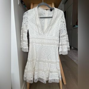 AQUA Bell-Sleeve Eyelet & Lace Dress